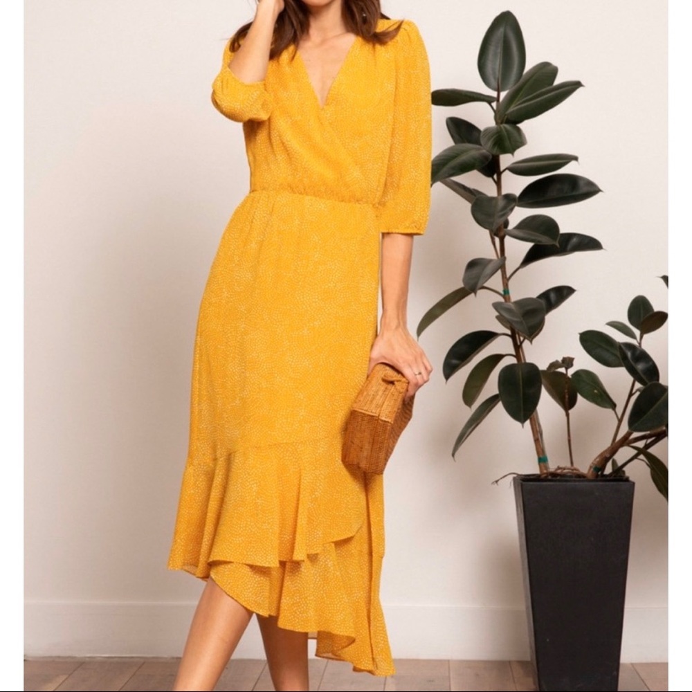 NWT Lucy Paris Yellow Polka Dot Wrap Dress